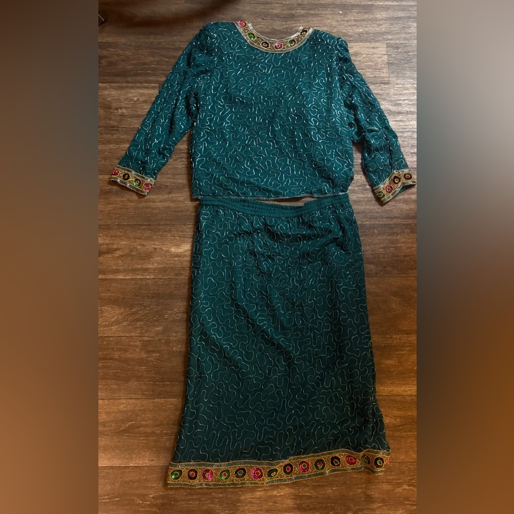Vintage Sequin Laurence Kazar Sequin 2 piece Set